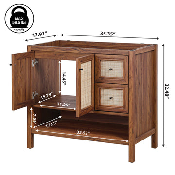 Jasper Rattan Modern Coastal 2-Shelf Bath Vanity Cabinet Only (Sink Basin Not Included)